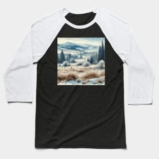 Winter Mountain Landscape Baseball T-Shirt